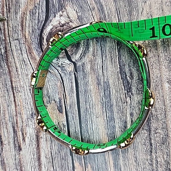 SILVER & GOLD TONE X STRETCH BRACELET - Picture 8 of 8